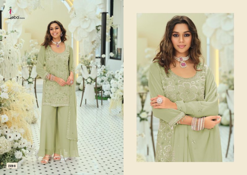 Rosy Color By Eba Georgette With Beats Work Readymade Suits